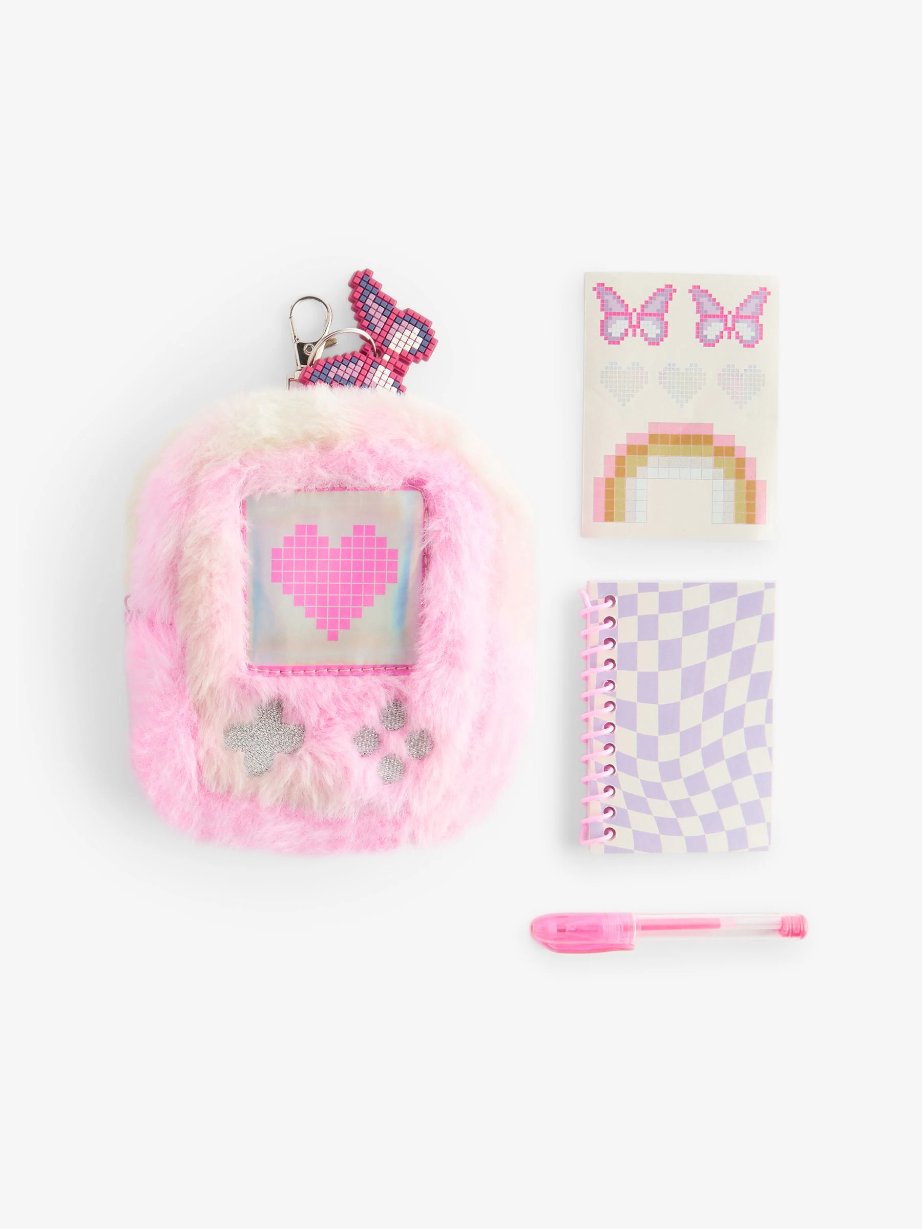 Imitatiebont mini-stationery set sleutelhanger tasbedeltje