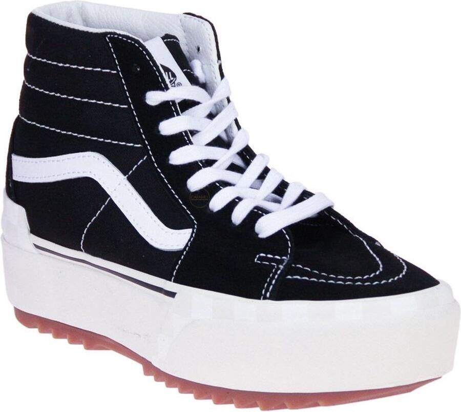 Vans Ua Sk8 Hi Stacked Suede Canvas Black Blanc Sneaker
