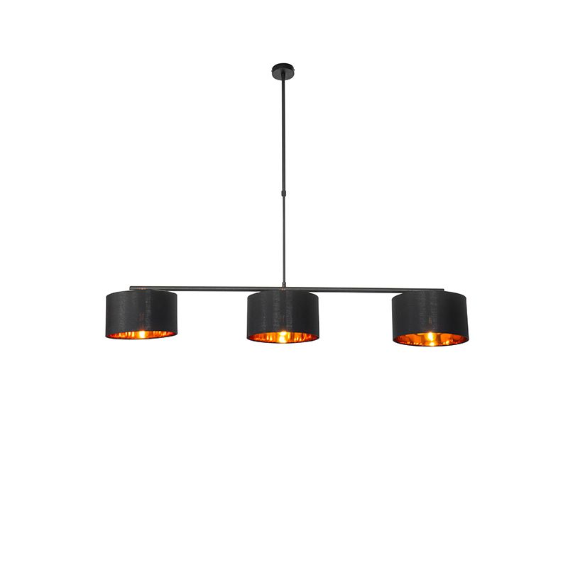 Moderne hanglamp zwart met goud 125 cm 3-lichts - VT 3