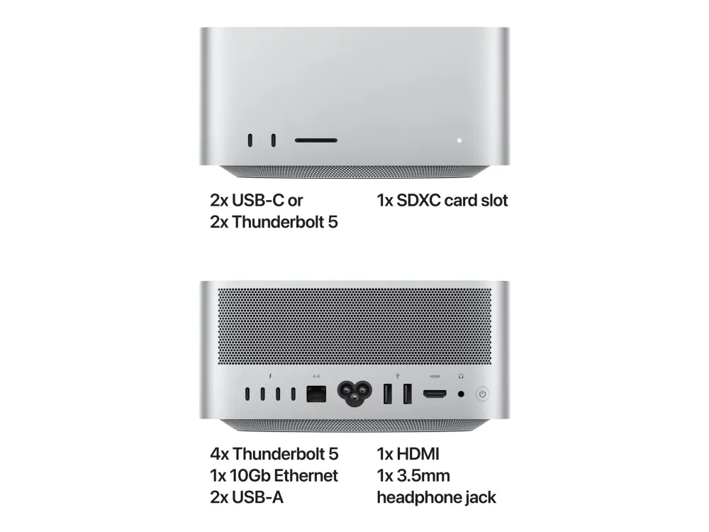 Apple Mac Studio - USFF M4 Max - RAM 36 GB - SSD 512 GB - Apple M4 Max 32-core - Gigabit Ethernet, 10 Gigabit Ethernet, 5 Gigabit Ethernet, 2.5 Gigabit Ethernet, IEEE 802.11ax (Wi-Fi 6E), Bluetooth 5.3 - macOS Sequoia 15.0 - skærm: ingen - sølv