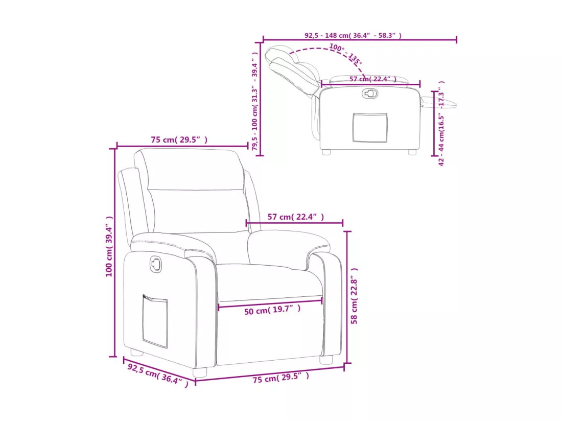 Fauteuil inclinable Rouge bordeaux Tissu