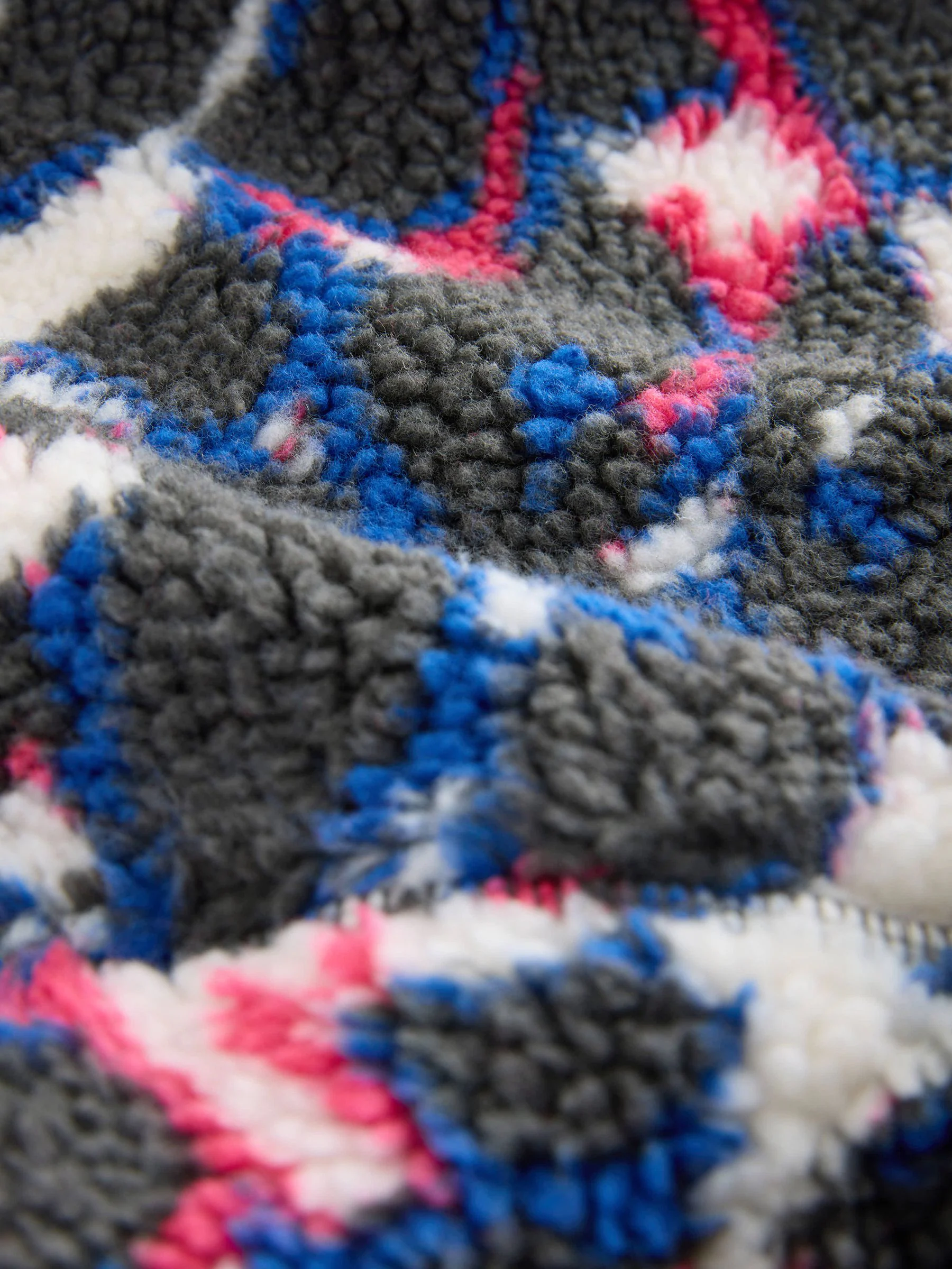 Met verschillende dierenprints - Borg fleece jack met elleboogpatch en capuchon