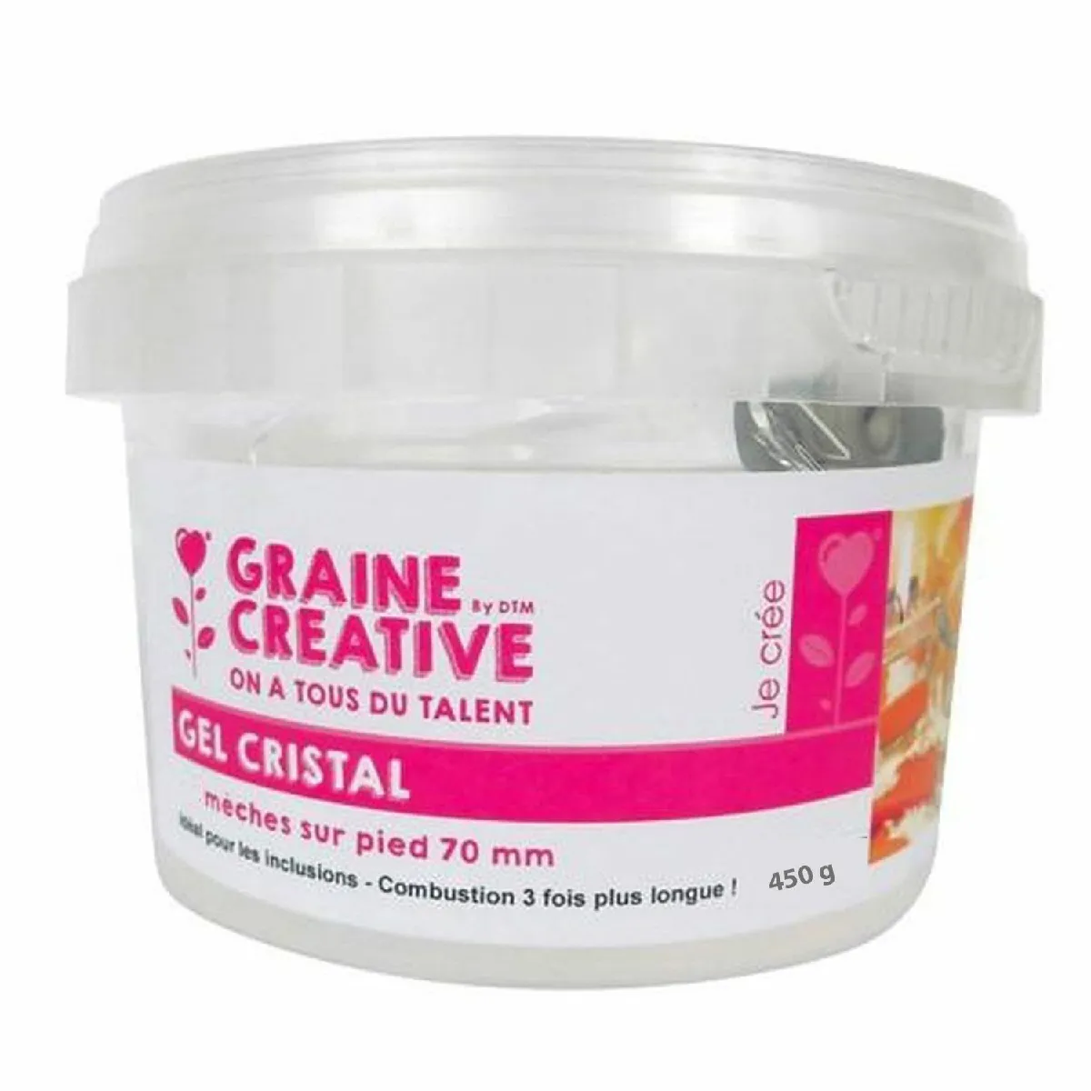 Graines Creatives Gel pour bougies 450 g et 6 mèches