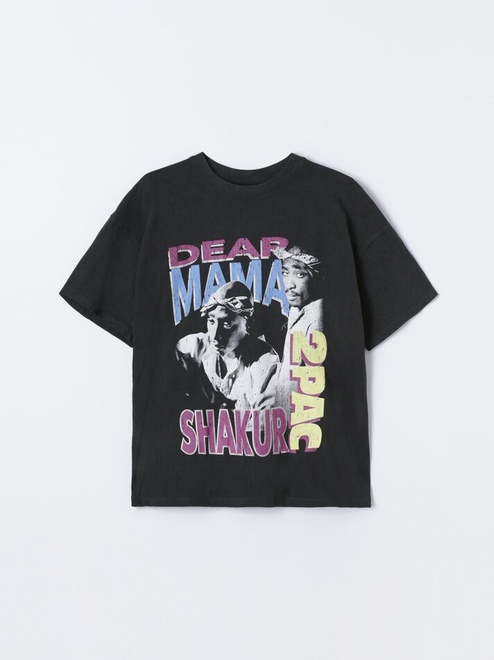 Camiseta Tupac Shakur Universal Estampada - Preta
