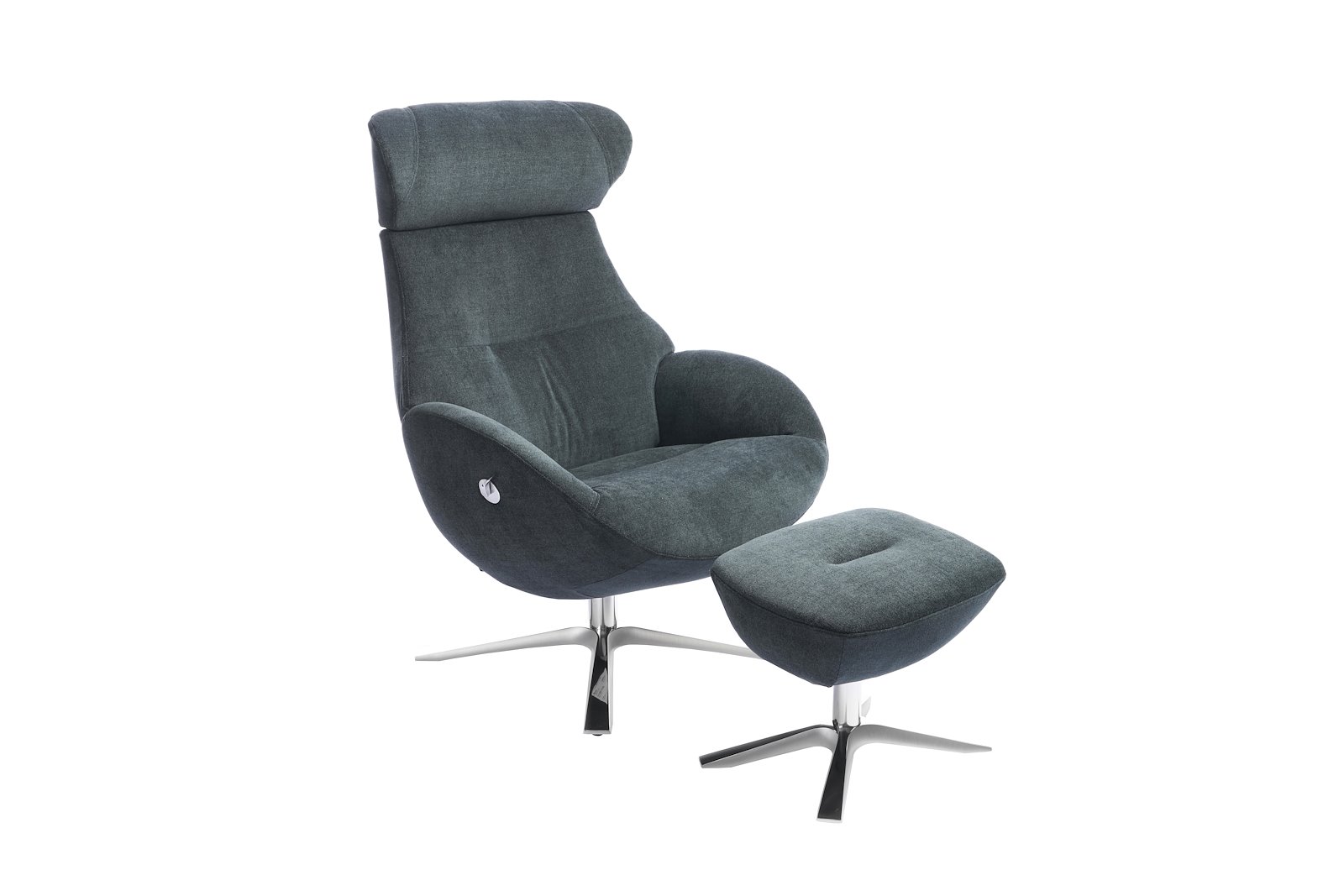 Globe Lenestol I Tekstil Velvety Dark Teal 1456-29 med standard rygg og Quattro understell i aluminium