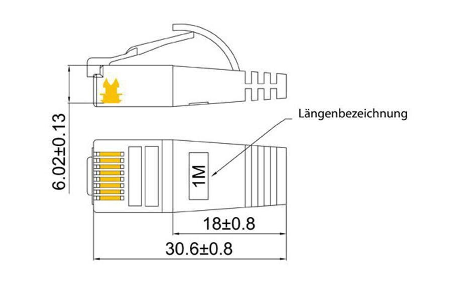 Slimpatchkabel RJ-45 - RJ-45, Cat 6, STP, 5 m, GrauGeschirmtes Twisted-Pair-Kabel (STP) mit Klinkenschutz