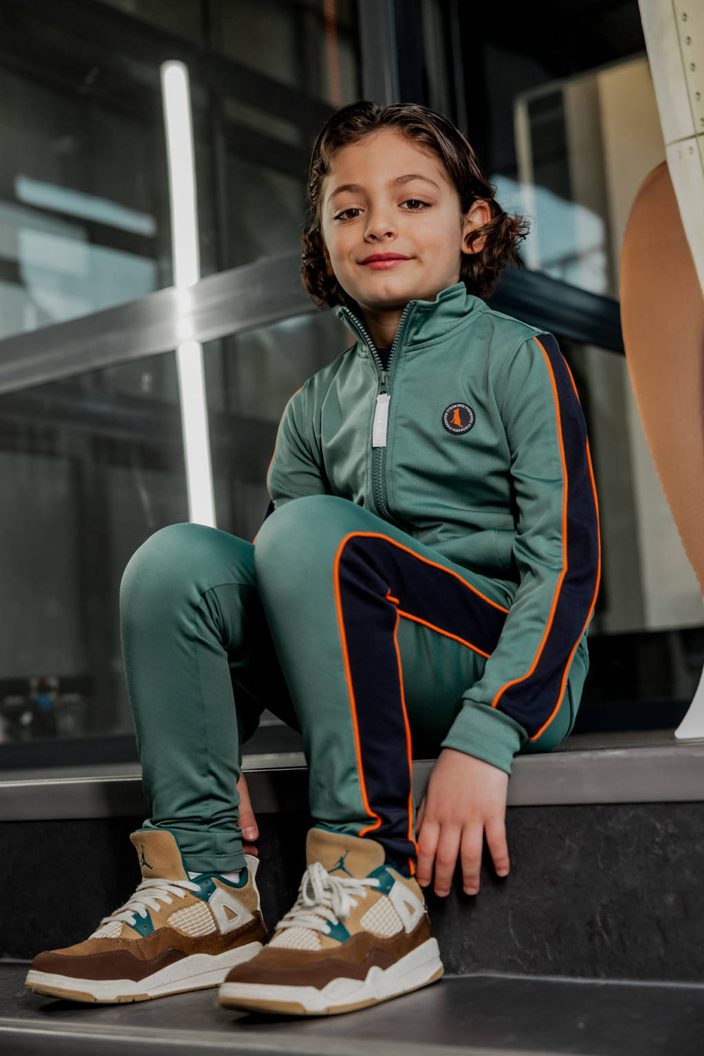 TYGO & vito straight fit joggingbroek Boyd zeegroen/zwart/oranje