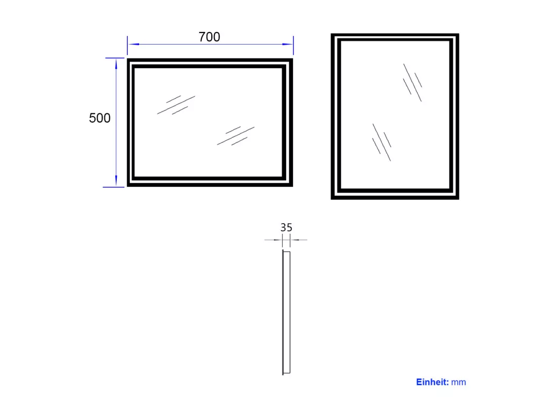 EMKE Miroir lumineux salle de bain 70x50cm, Miroir LED avec Interrupteur à bouton, Anti-buée, Miroir avec éclairage lumière Blanche Froide/Chaude