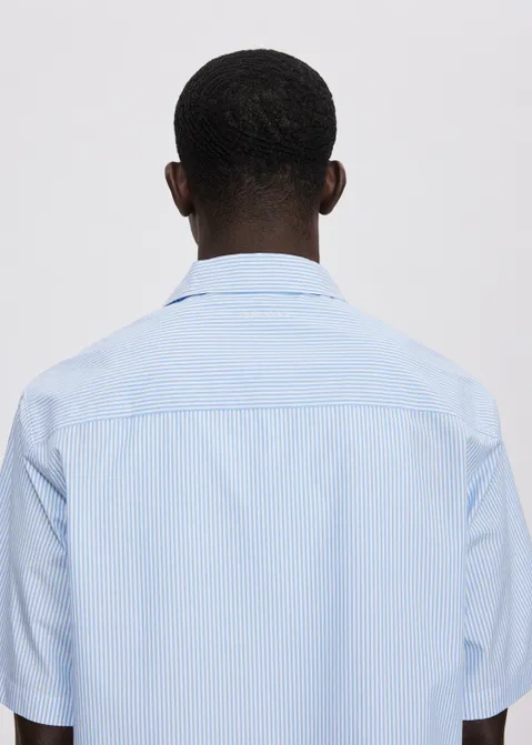 Poplin overhemd met korte mouwen blauw (BLW.L)