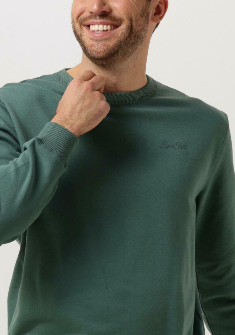 PURE PATH groene pure path trui crewneck with chest embroidery