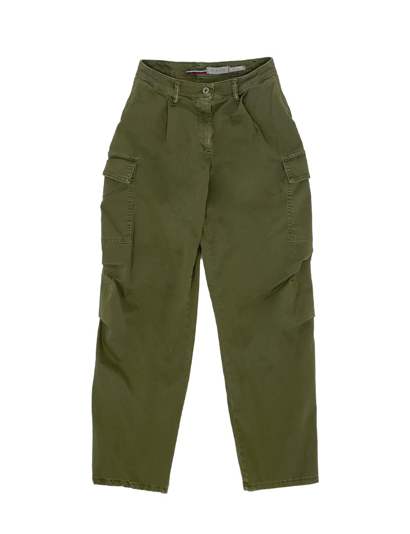 PLEASE PANTALON DROIT TYPE TREILLIS MILITAIRE