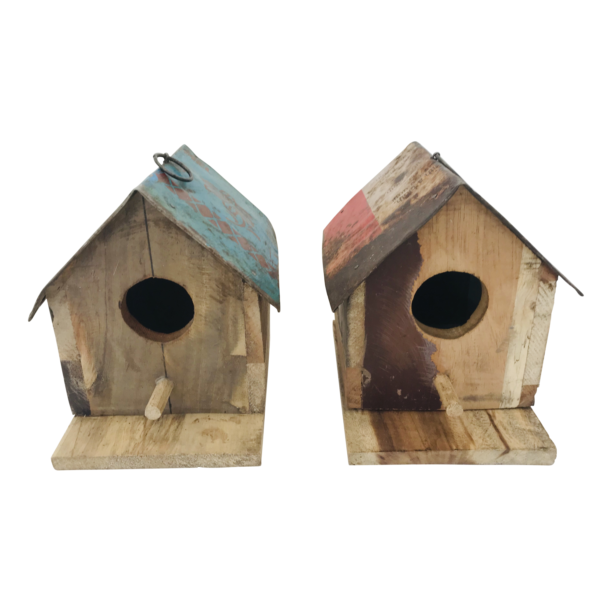 Vogelhuis hout/gerecycled blik 5252 vogelhuishuisje