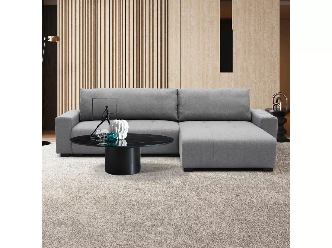 Canapé d'angle convertible élégant Malone Tissu Gris