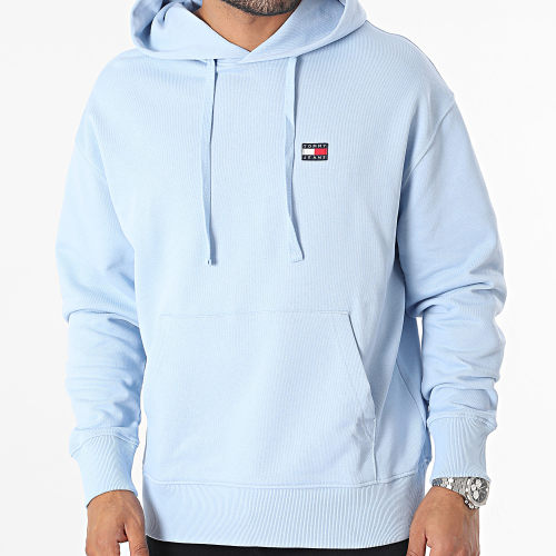 Sweat Capuche Relax Badge 6369 Bleu Clair