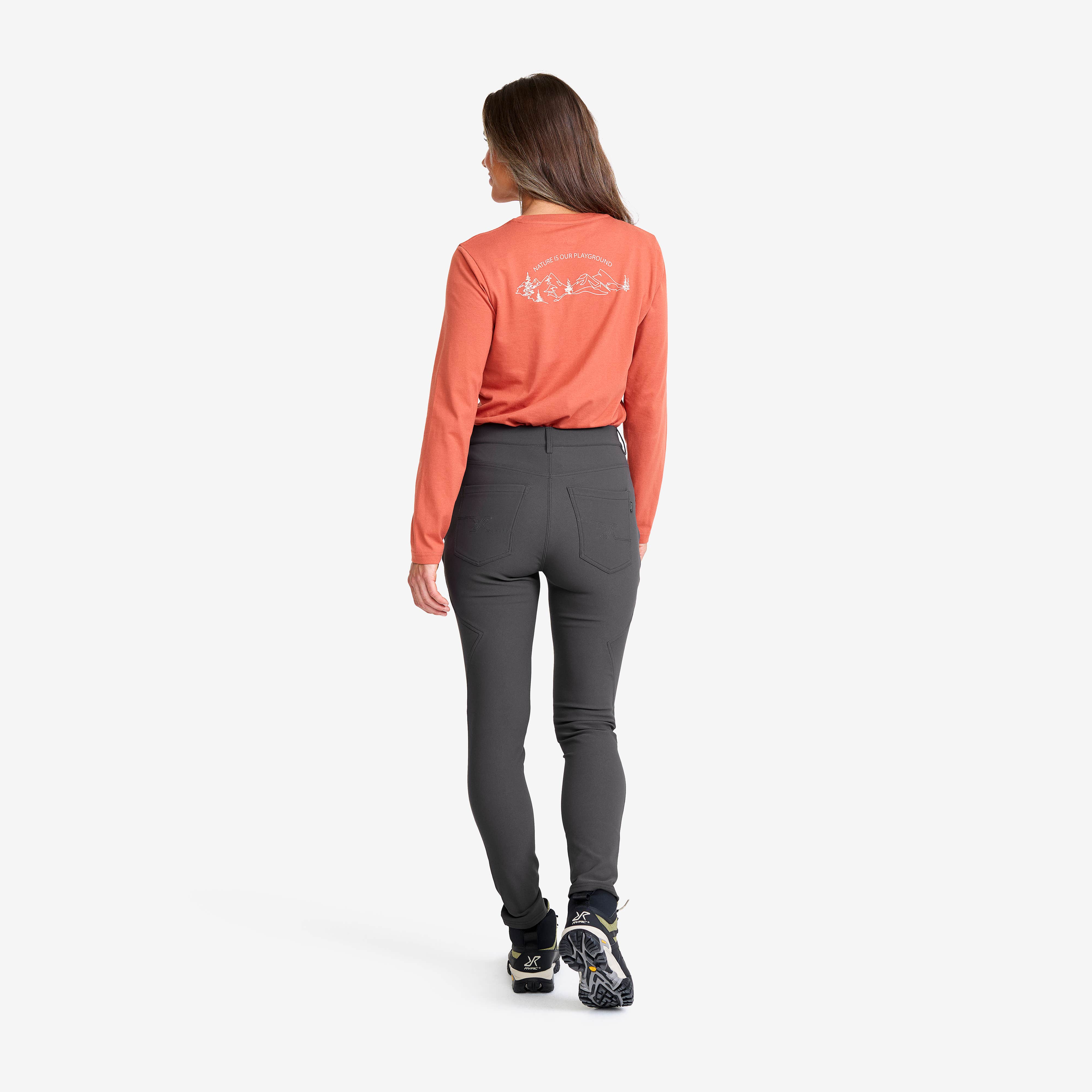 Bouncer Highwaist Jeans Dame Graphite Grey