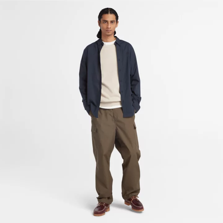 Chemise en popeline pour homme en bleu marine