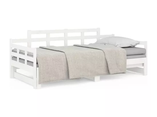 Lit coulissant sans matelas blanc bois de pin solide