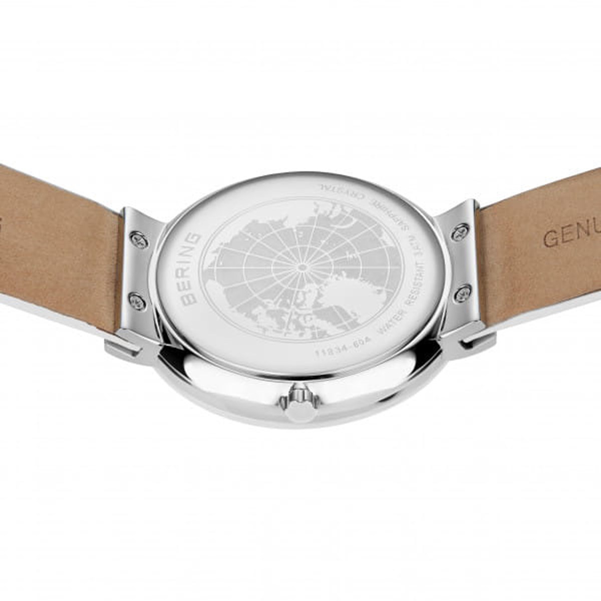 Montre femme Bering lunette céramique cuir blanc
