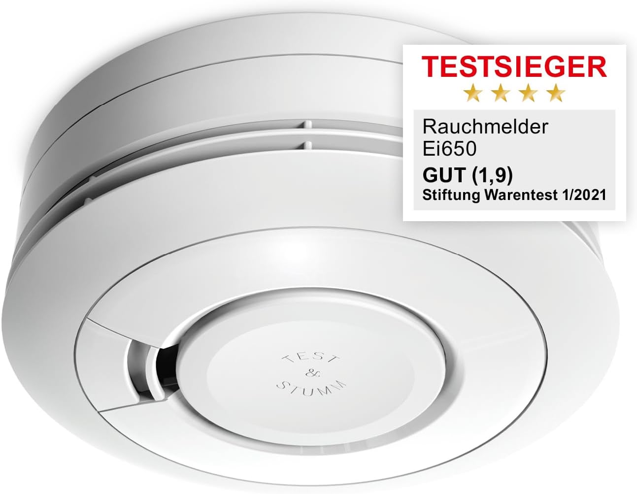 Ei Electronics Ei650 Rauchwarnmelder, Rauchmelder im 5er Set, Stand-Alone-Gerät mit Batterie für 10 Jahre, Testsieger Stiftung Warentest, weiß