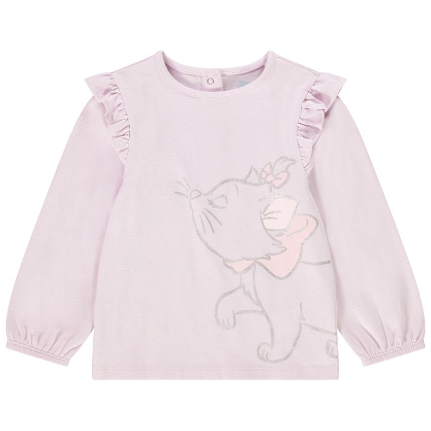 T-shirt manches longues bouffantes print Marie Les Aristochats pour bébé fille - Lilas