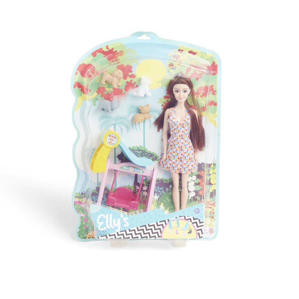 Poupée mannequin Elly's avec fillette et animaux