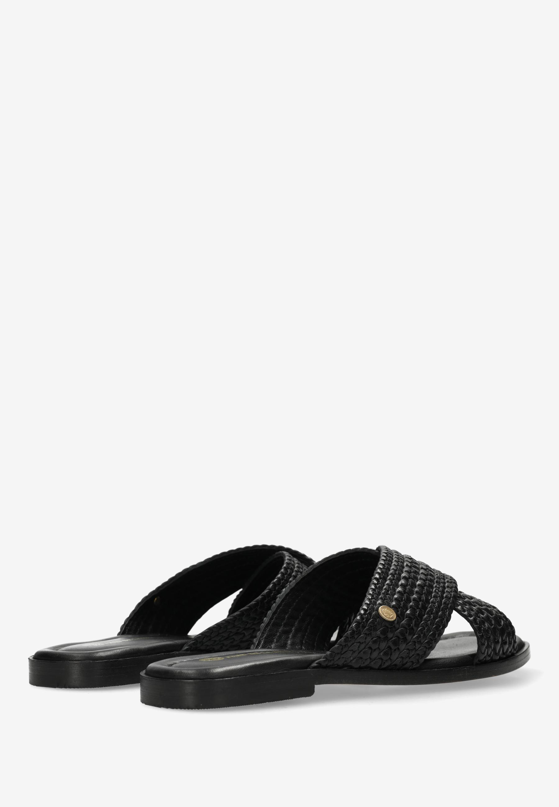 ERO CROSS Slipper woven leather Black