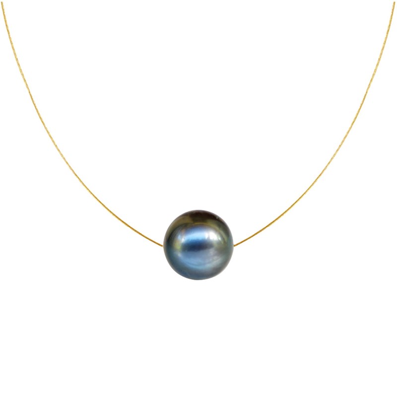 Collier Plaqué Or Perle des Poulettes Solitaire 11 mm