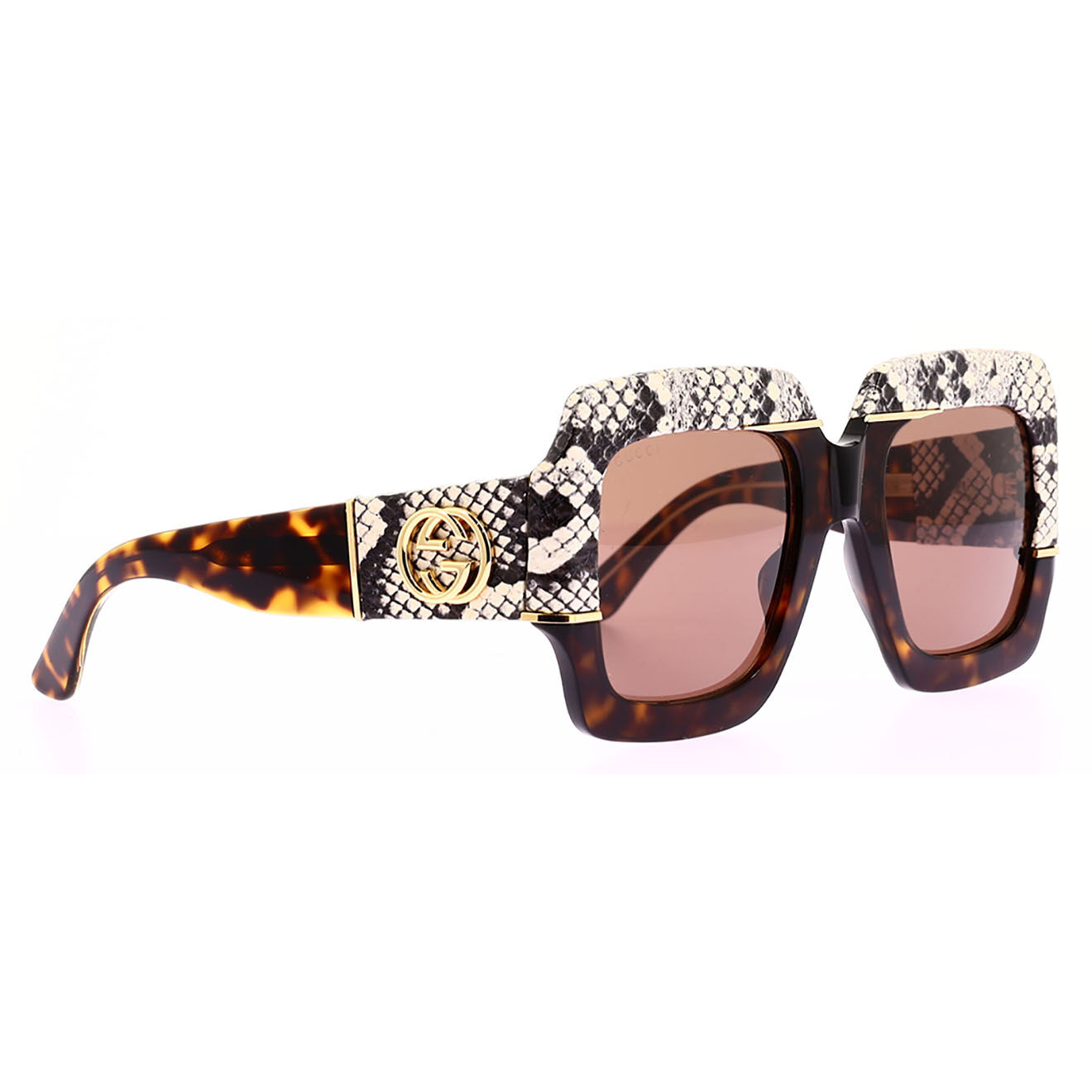 Gucci Lunettes de soleil imprimées Ecailles de Tortue marron - Très bon état