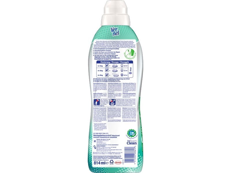 Vernel Weichspüler Fresh Control Fresh Breeze 814 ml Weichspülerkonzentrat mit frischem Duft
