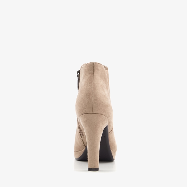 Tamaris dames enkellaarsjes met hoge hak beige