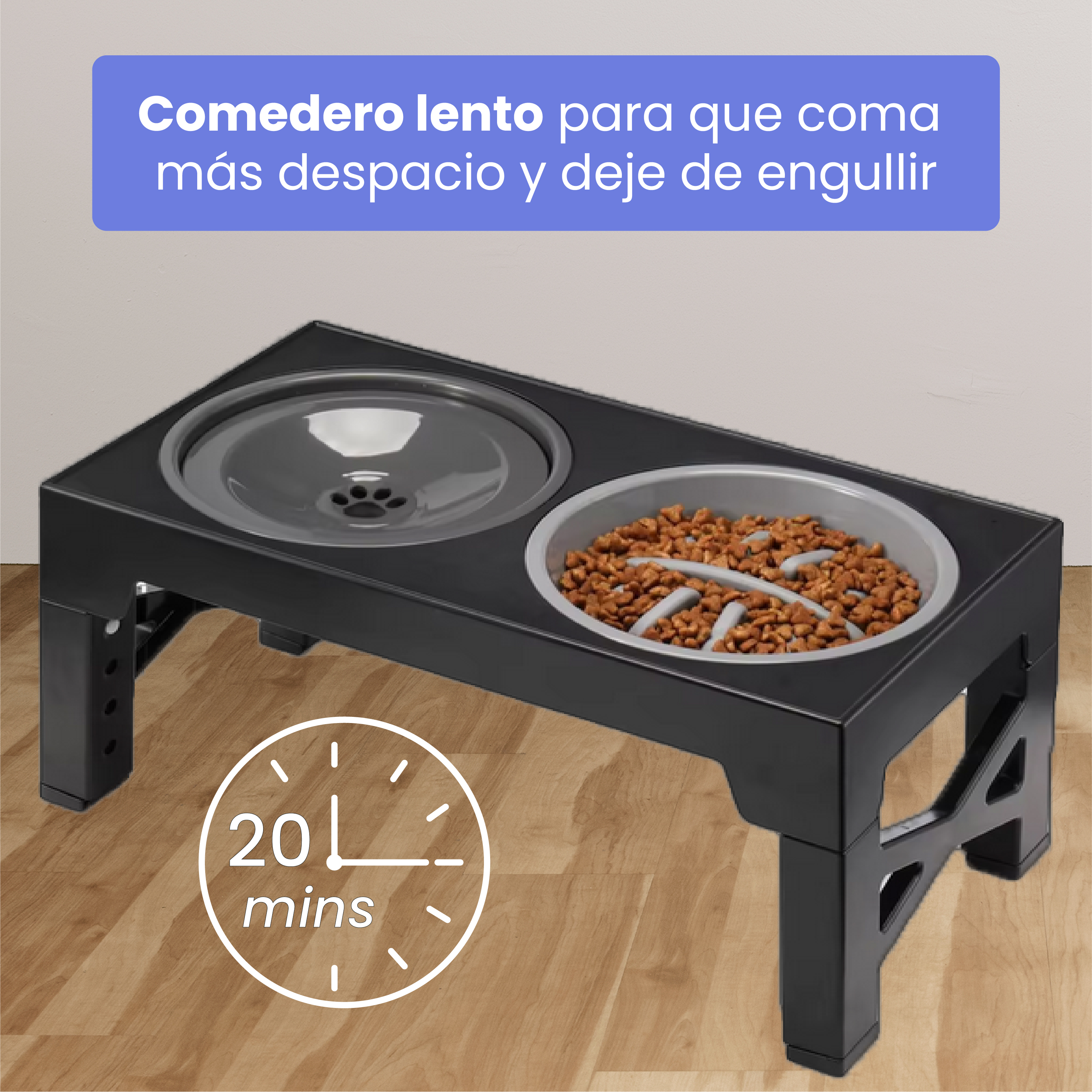 Comedouro e bebedouro elevado para animais de estimação