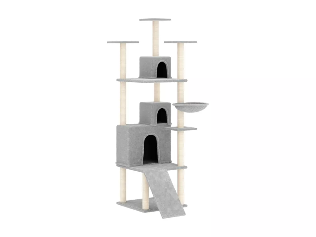 Arbre à chat avec griffoirs en sisal Gris clair 175 cm