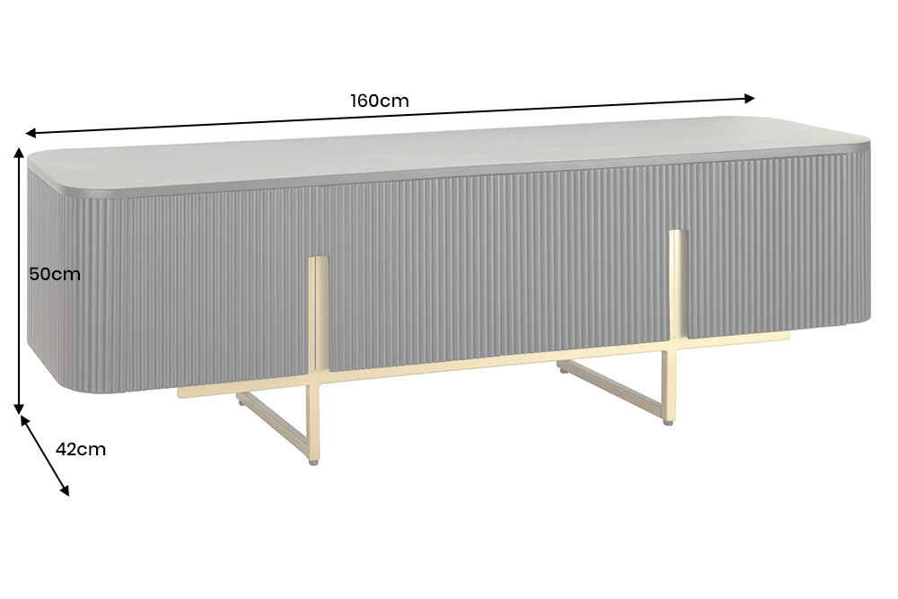 Massives TV-Board GATSBY 160cm schwarz gold Mangoholz Retro Lowboard