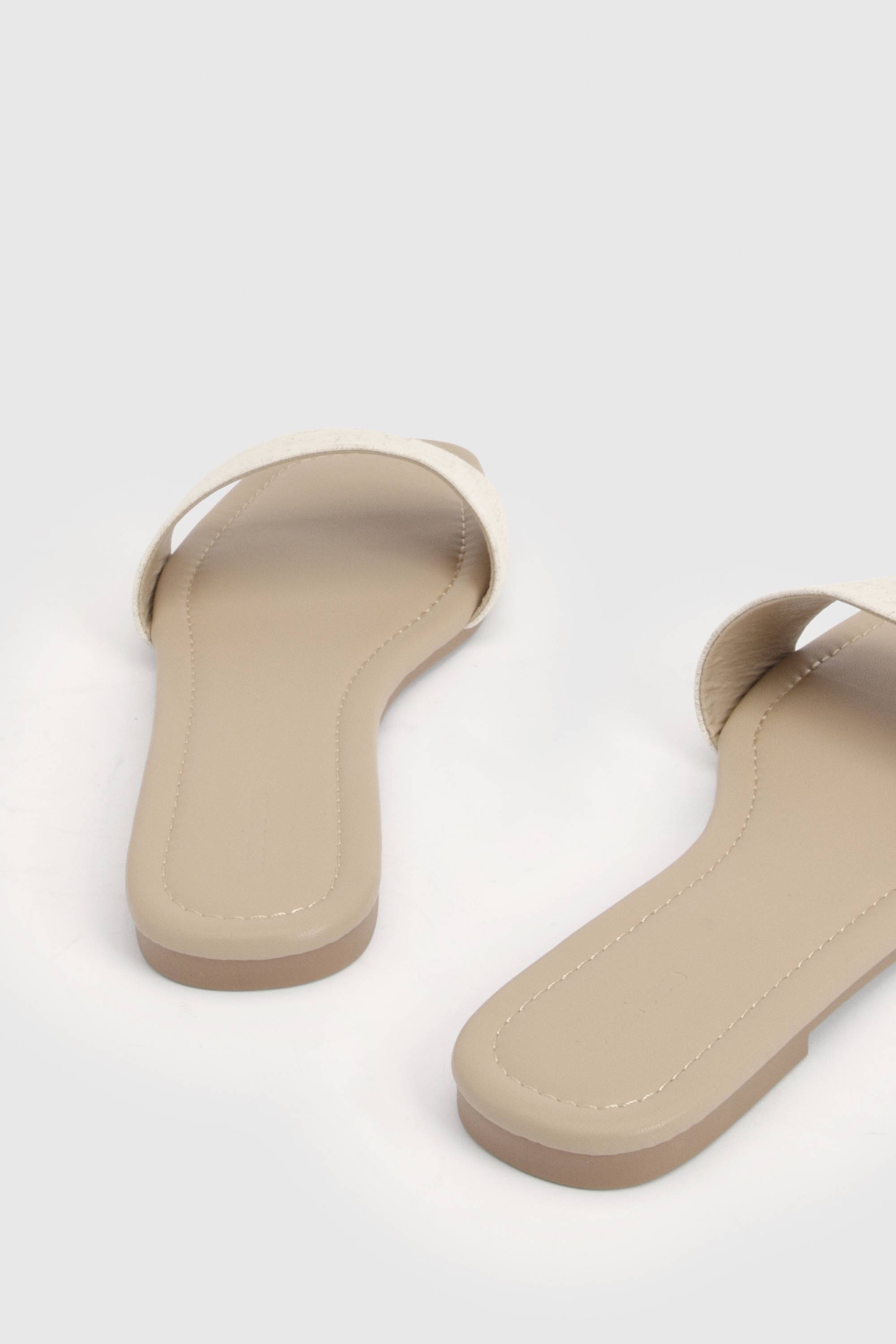 boohoo Mules Basiques À Bout Carré En Lin