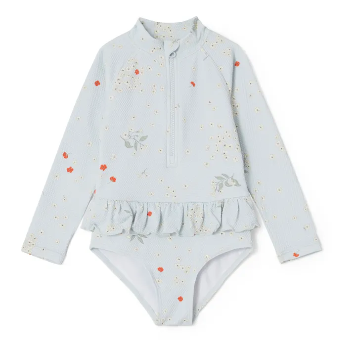 garbo&friends Maillot de Bain Anti-UV Fleuri | Bleu ciel