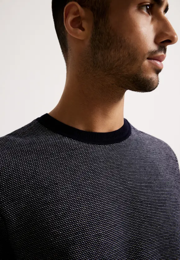 Pullover in Birdseye-Optik - nightshadow blue