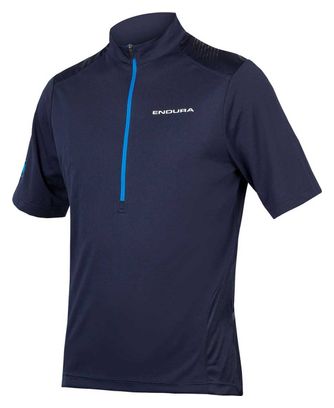 Maillot Manches Courtes Demi-Zip Endura Hummvee Bleu Marine