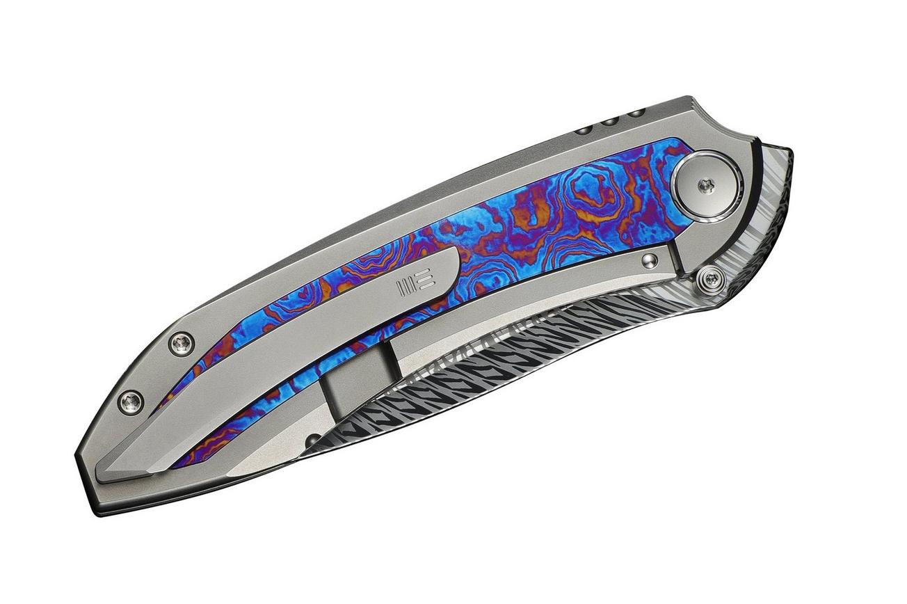WE Knife Winsome WE23092-DS1 Fafnir Damasteel, Polished Bead Blasted Titanium Timascus Inlay, zakmes