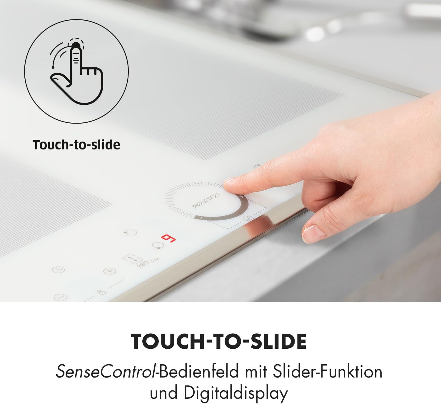 Klarstein Kochfeld, Glaskeramik, 4 Platten, Einbaukochfeld mit Touch-Display, Digitalanzeige und Timer-Funktion, Schnelles Aufheizen, 7000 Watt