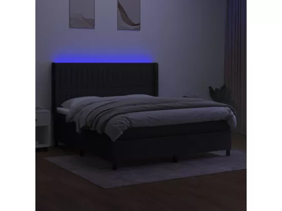 Sommier tapissier avec matelas et LED Noir 160x200 cm Tissu