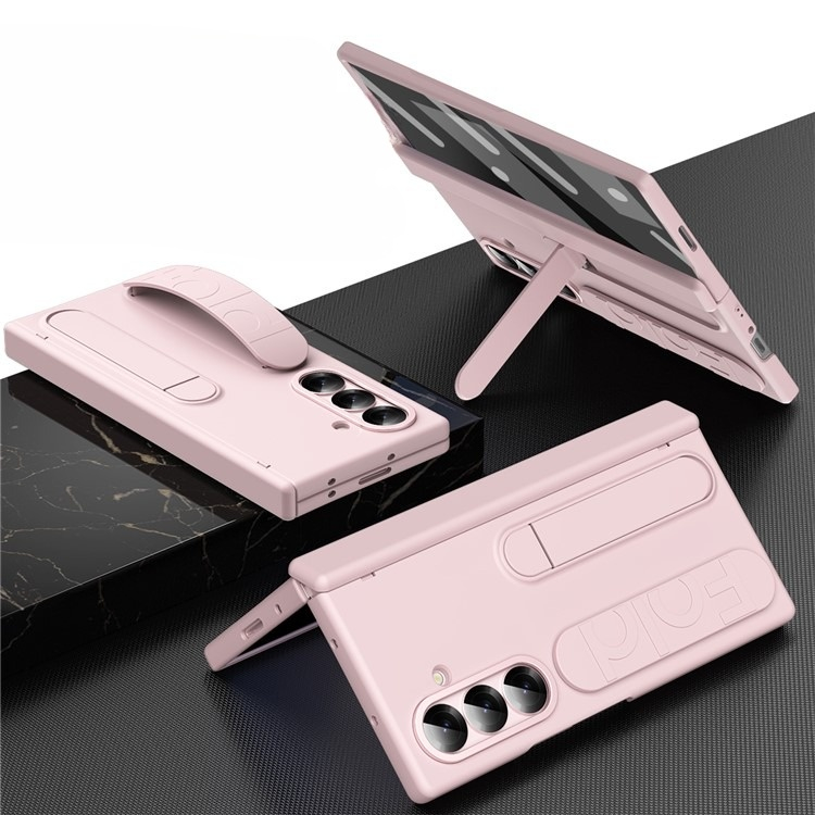 Samsung Galaxy Z Fold7 Soft Touch Hardcase Schutzhülle mit Handschlaufe   Kickstand Aufsteller - Rosa