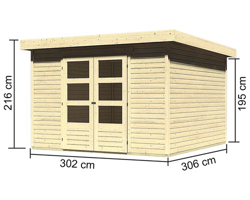 Karibu Kodiak 6 tuinhuis, 334 x 331 cm, naturel