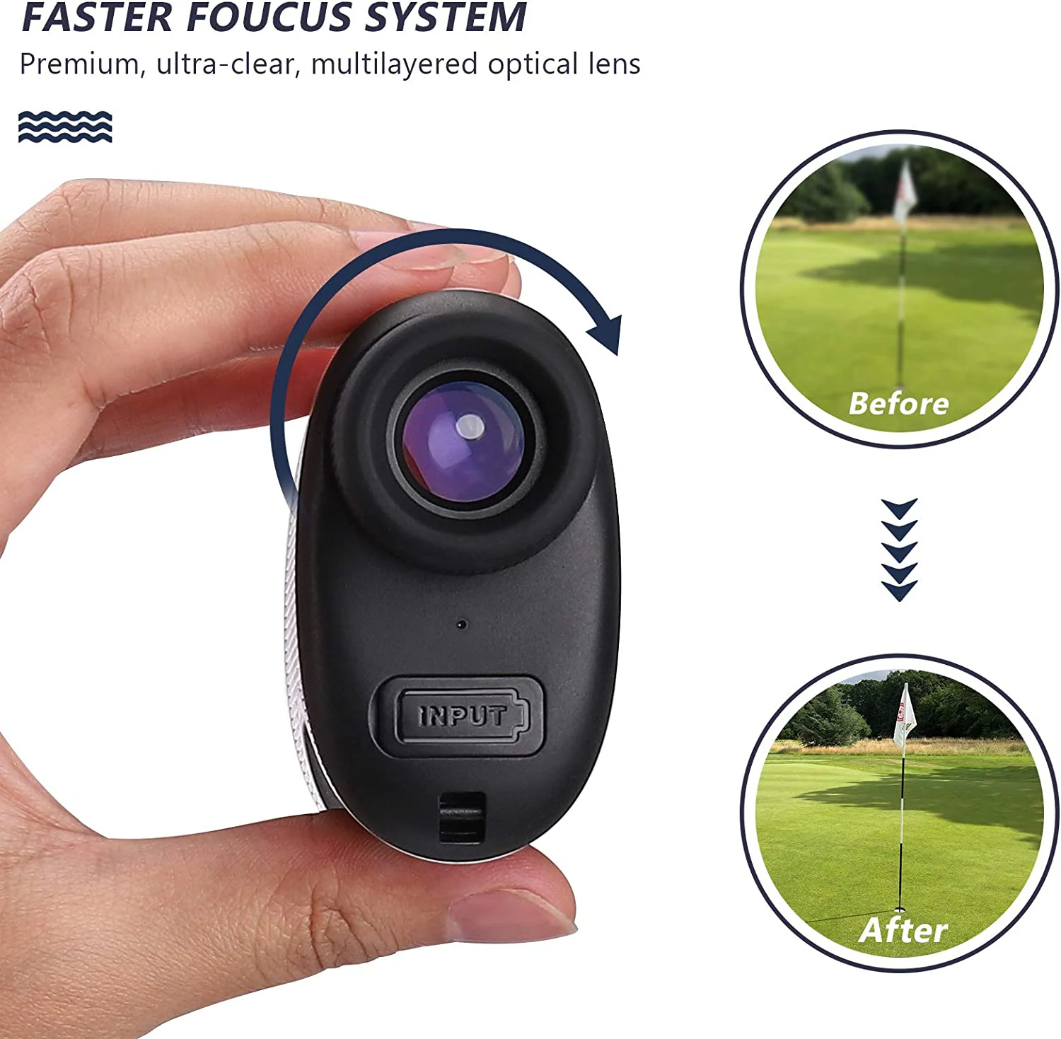 TACKLIFE Golf Laser-Entfernungsmesser für Golf und Jagd MLR02, 900 Yards Laser-Entfernungsmessung, Typ-C wiederaufladbar, mit hochpräziser Fahnenstiftverriegelung Vibration