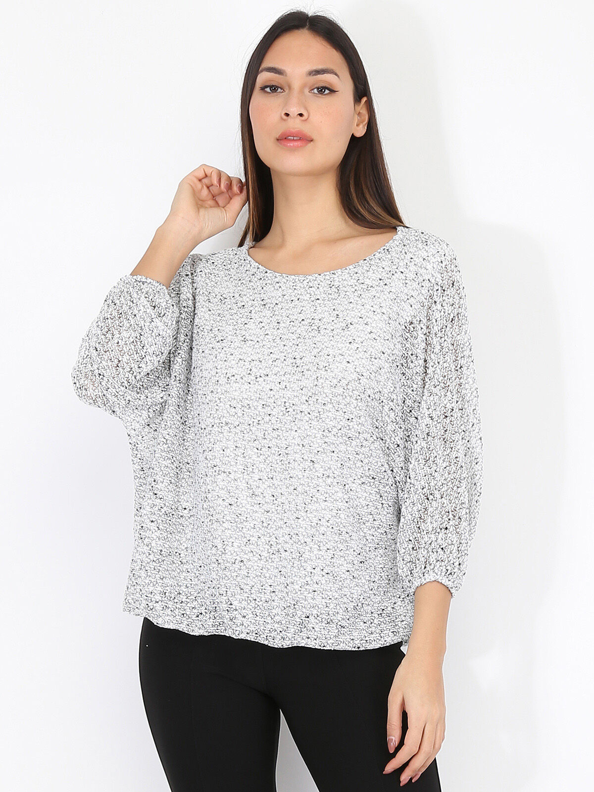 Pull léger en maille jersey- Gris clair