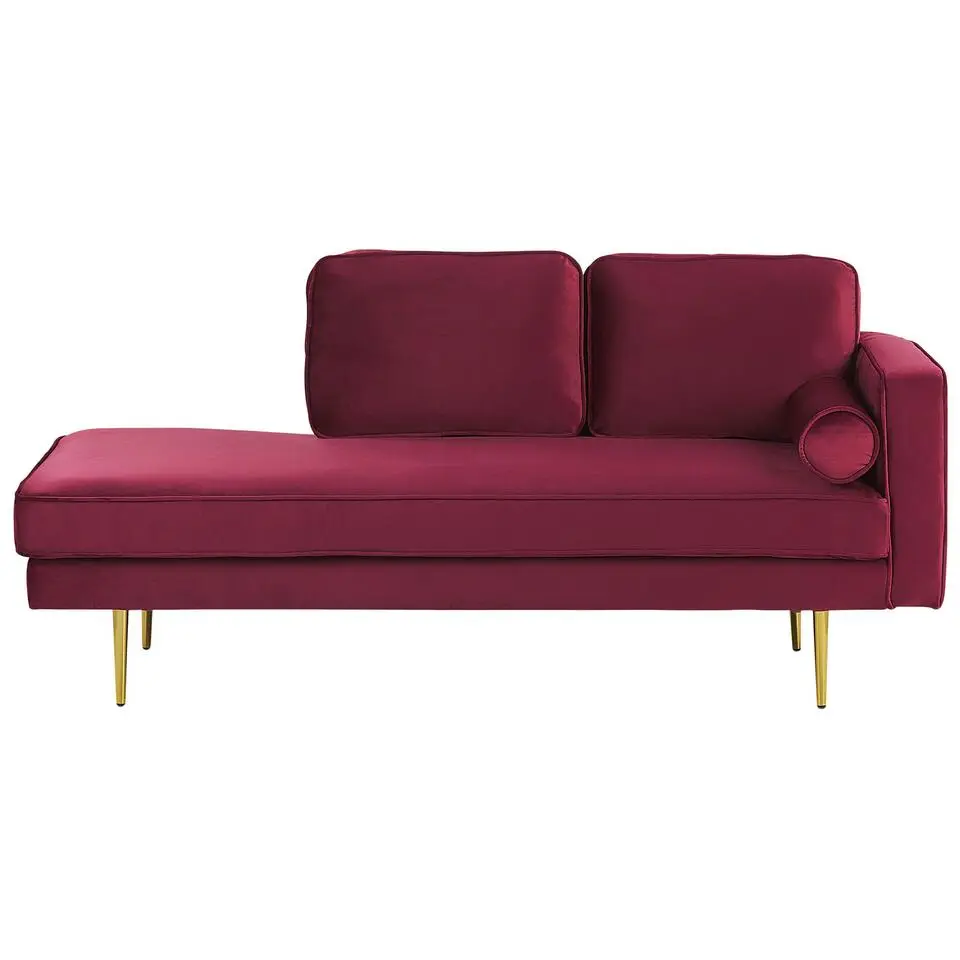 MIRAMAS - Chaise longue - Rood - Rechterzijde - Fluweel