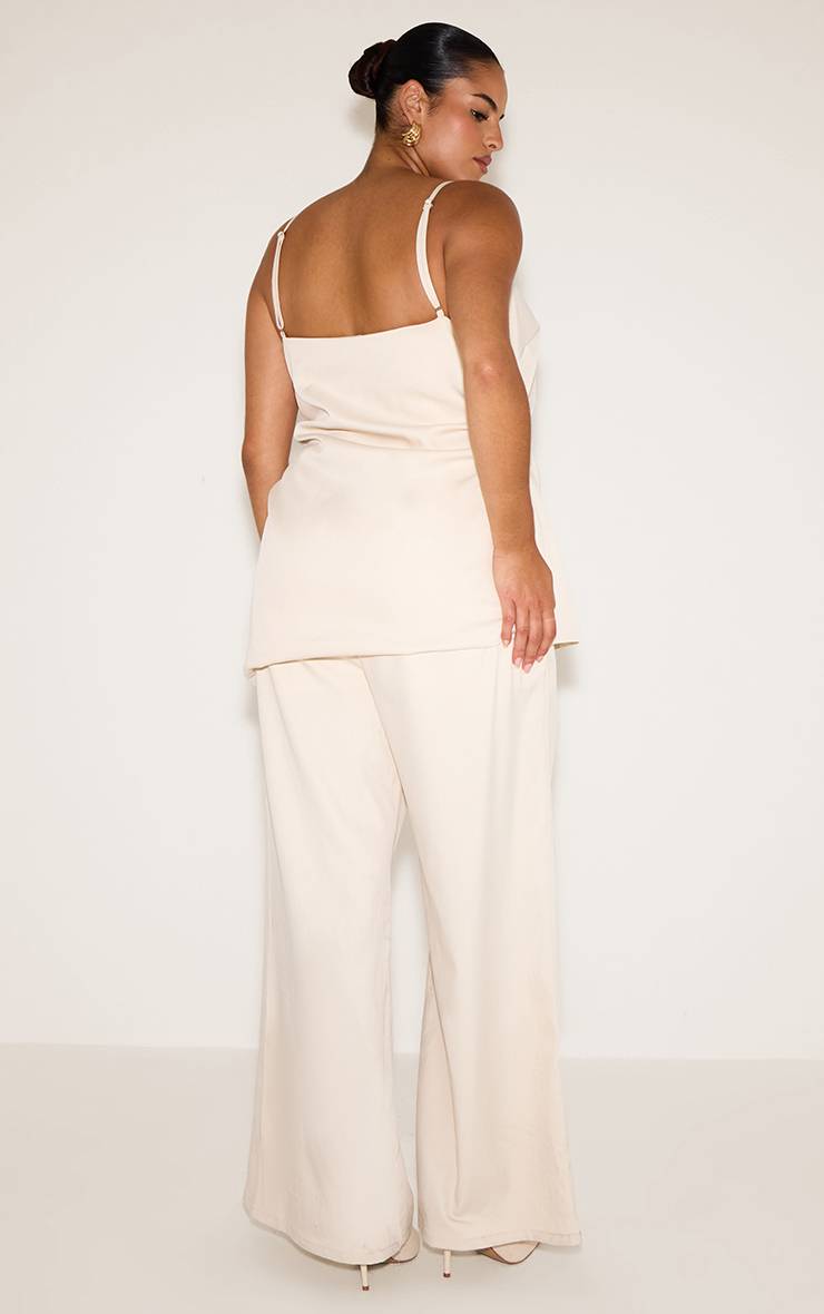 Huître Combinaison Grande Taille Jambe Droite Avec Superposition Froncée Au Corsage En Tissu Tissé