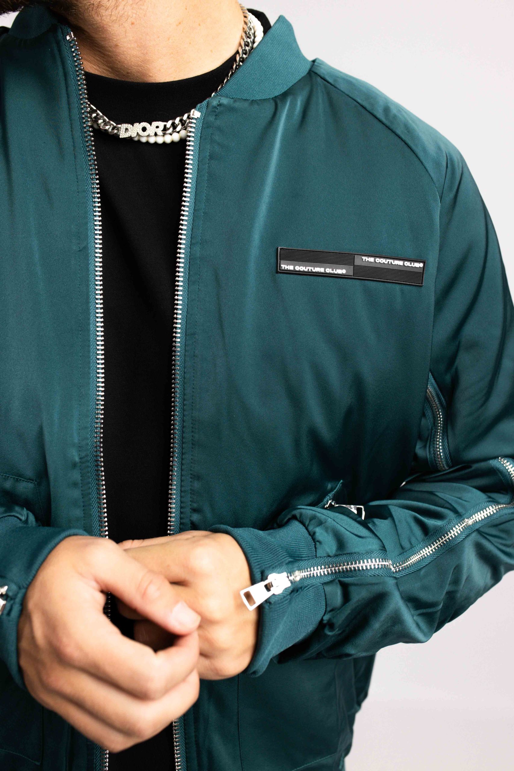 Couture Club Detail Ruched Bomber Jas Heren Blauw