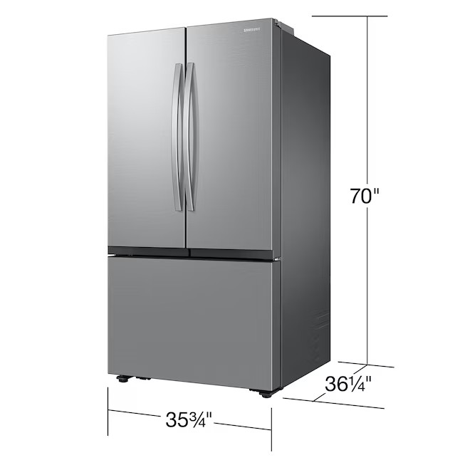 Refrigerador Samsung Mega Capacity de 31,5 pés cúbicos com portas francesas e máquina de gelo dupla (aço inoxidável resistente a impressões digitais) ENERGY STAR