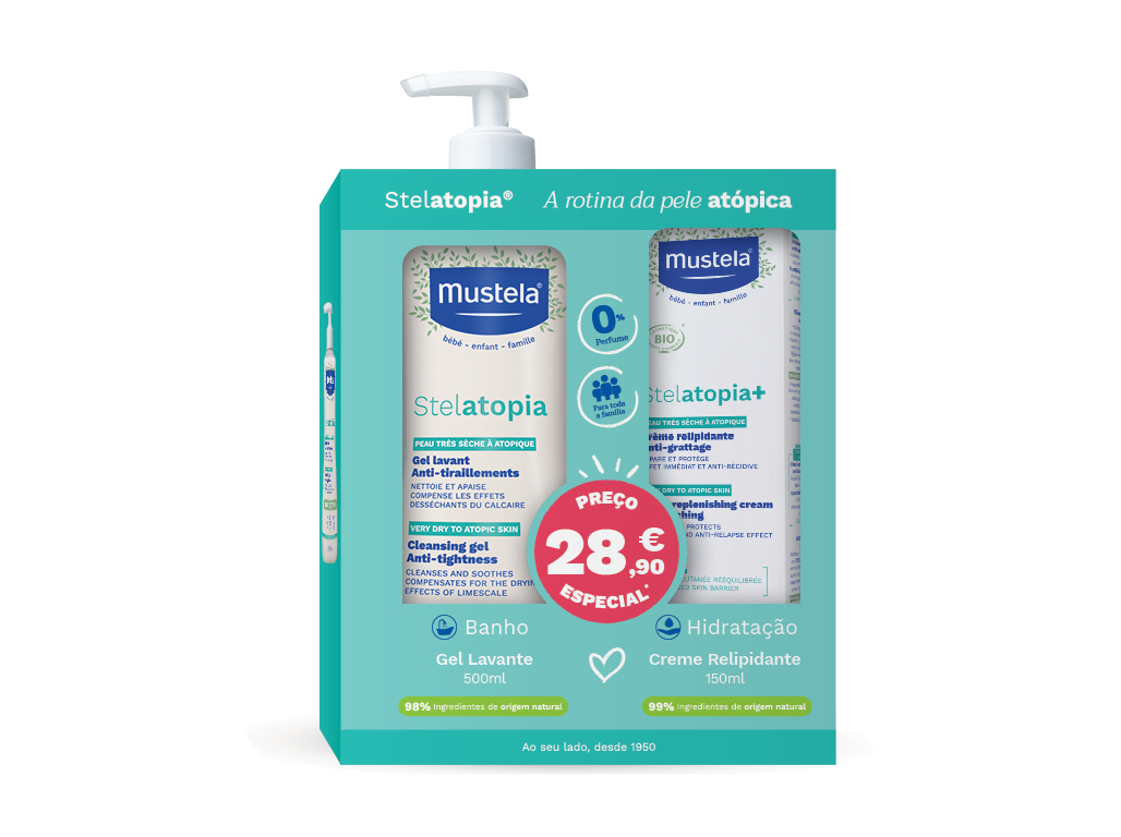GEL LAVANTE MUSTELA STELATOPIA 500ML   CREME MUSTELA REPIDILIANTE 150ML