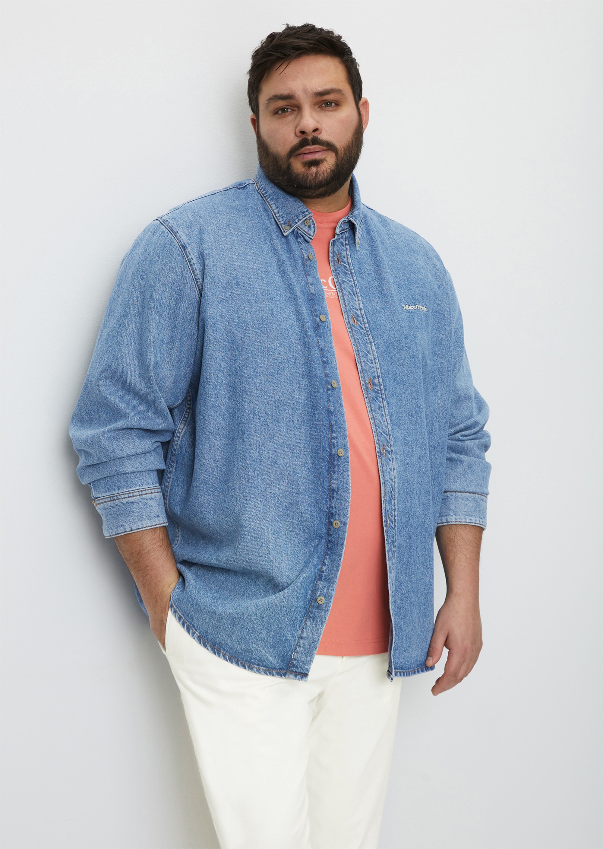 Jeanshemd regular mit Button-Down-Kragen